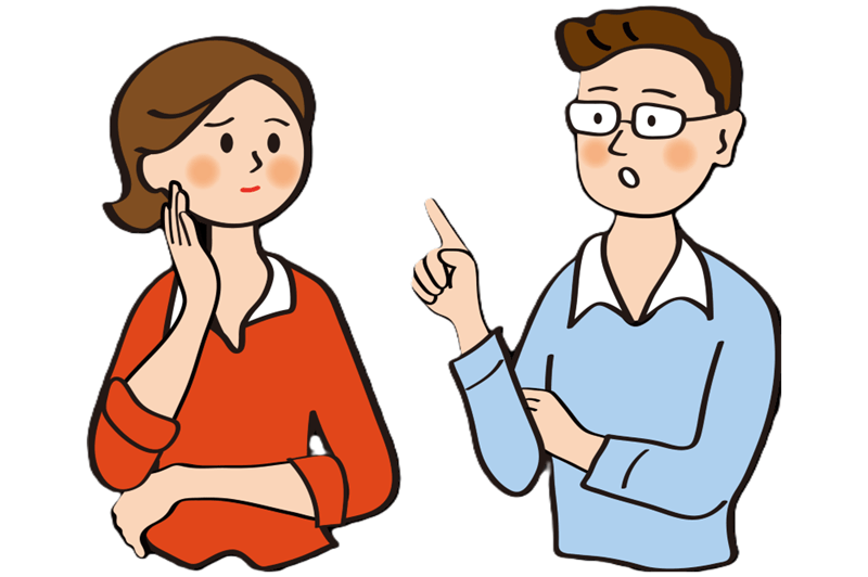 話し合う夫婦のイラスト